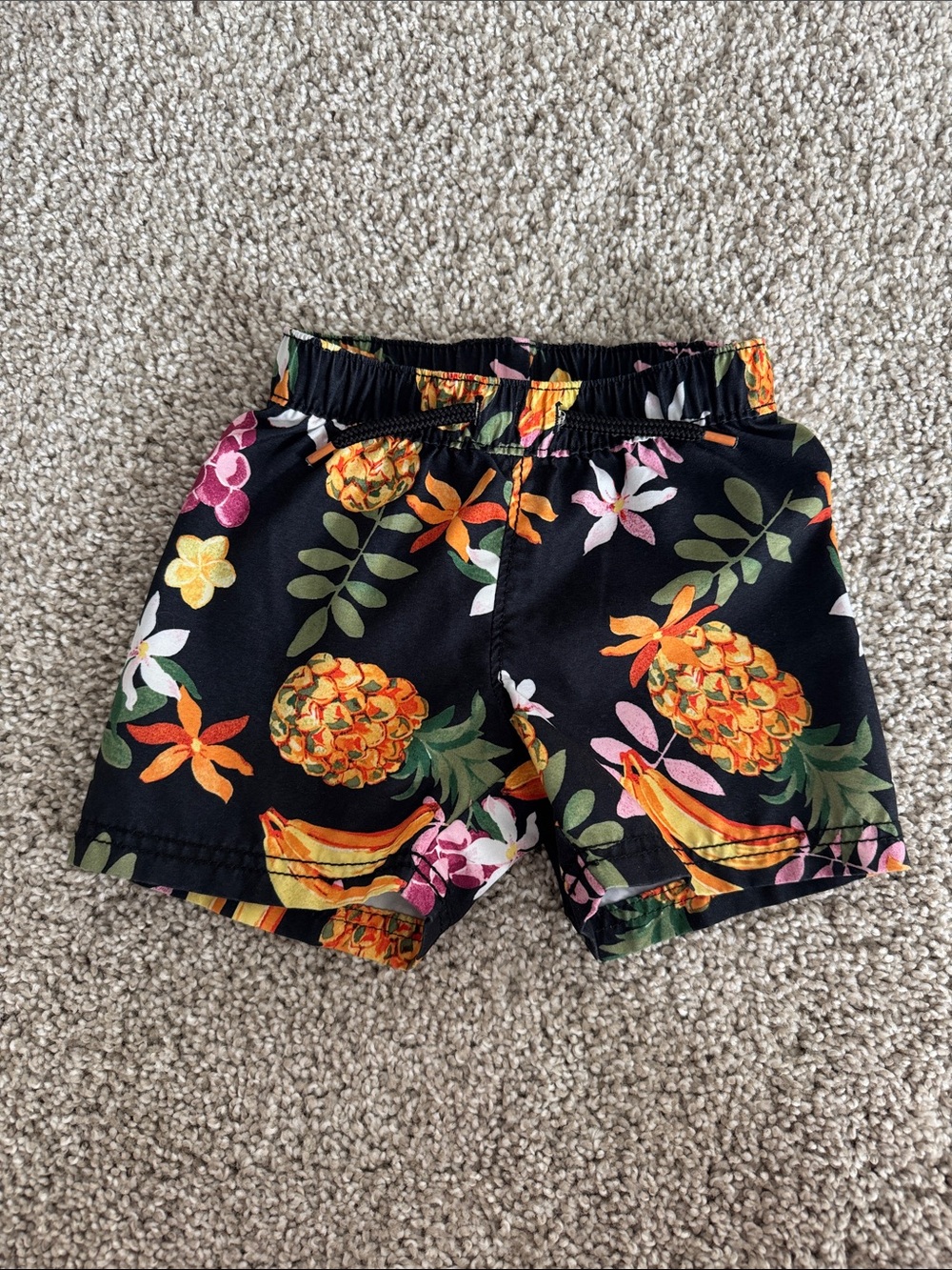 Old Navy Baby Black Tropical Fruit Print Swim Trunks